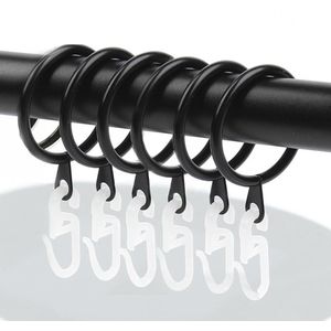 50 stuks metalen gordijnringen 30 mm gordijnringen gordijnophangringen en 50 stuks kunststof gordijnhaken gordijnhaken gordijnhaken voor raamgordijn bedgordijn douchegordijn (zwart)