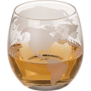 Globe drink dispenser incl. 2 drinking glas - Wereldbol drank karaf met 2 drinkglazen - Glas - 850 ml karaf