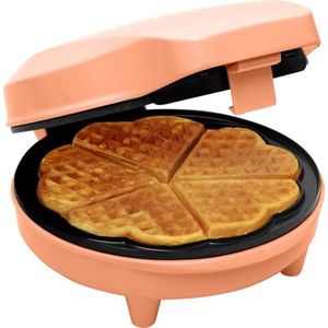 Bestron Wafelijzer - Hartwafels - 700 Watt - Oranje