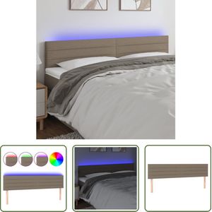 The Living Store Hoofdeinde LED-strips - Taupe - 200 x 5 x 78/88 cm - Verstelbare hoogte - Duurzaam materiaal