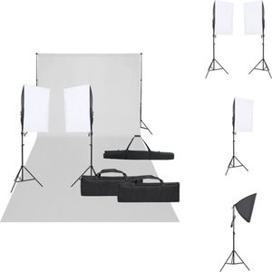 vidaXL Fotostudioset - 2x Softbox - 2x Statief - 2x LED-lamp - 2x Standaard - 2x Middenstangsegment - 1x Achtergrond - 3x Draagtas - Fotostudio Set