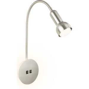 BRILONER - Wandlamp - 2178012 - Zwenkbaar - Warm wit 2700K - Tegenlichteffect - Tuimelschakelaar - Gloeilamp niet inbegrepen - 39 x 12 x 19 cm - Mat nikkel