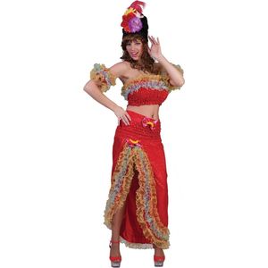 Funny Fashion - Brazilie & Samba Kostuum - Onstuimige Salsa Danseres Brasilia - Vrouw - Rood - Maat 40-42 - Carnavalskleding - Verkleedkleding