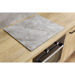 Inductiebeschermer - Marmer Grijs Oranje - 85x52 cm - Inductiebeschermer - Inductie Afdekplaat Kookplaat - Inductie Mat - Anti-Slip - Keuken Decoratie - Keuken Accessoires