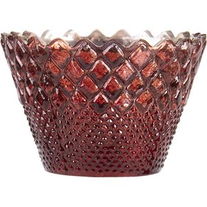 Clayre & Eef Theelichthouder Ø 10x7 cm Rood Glas Rond Waxinelichthouder