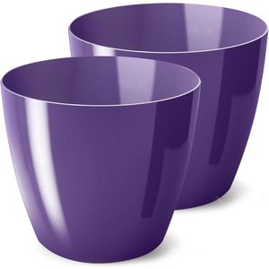 Glanzende bloempot van PECZEKO - sierpot voor grote en kleine planten - set van 2 paarse bloembakken - kruidenpot - diameter 95 cm Flower Pot