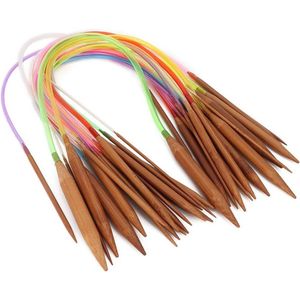 Multicolored Circular Knitting Needles Set - Charred Double Annular Bamboo Sweater Needles for Knitting (40cm)