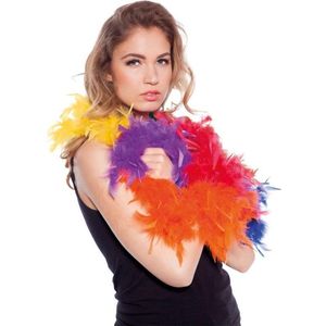 2x stuks regenboog kleuren veren boa 180 cm - Carnaval verkleed accessoires