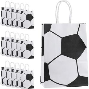 16 stuks voetbalpapieren feestzakjes met handgrepen - Wit