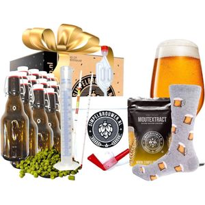 SIMPELBROUWEN® - Luxe Cadeaubox Blond - Bierbrouwpakket - Zelf bier brouwen pakket - Startpakket - Gadgets Mannen - Cadeau - Cadeau voor Mannen en Vrouwen - Bier - Verjaardag - Cadeau voor man - Verjaardag Cadeau Mannen