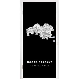 Deursticker Noord-Brabant - Zwart - Wegenkaart Nederland - 80x205 cm - Deurposter