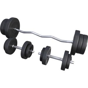 Gorilla Sports EZ-Curlset 70 kg - Kunststof - Halters met gewichten -Veersluiting 30 mm