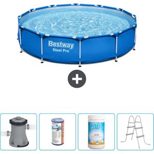 Bestway Rond Steel Pro Zwembad - 366 x 76 cm - Blauw - Inclusief Pomp Filter - Chloor - Ladder