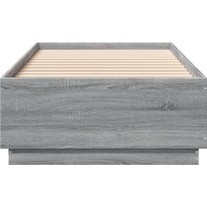 vidaXL - Bedframe - bewerkt - hout - grijs - sonoma - eikenkleurig - 90x200 - cm