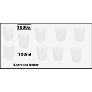 1000x Koffiebeker karton wit 120ml - Espresso Koffie thee chocomel soep drank water beker karton