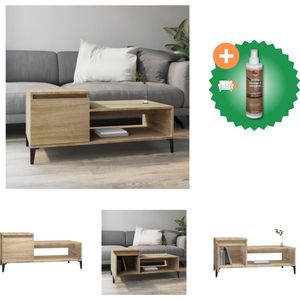 vidaXL Salontafel 100x50x45 cm bewerkt hout sonoma eikenkleurig - Tafel - Inclusief Houtreiniger en verfrisser