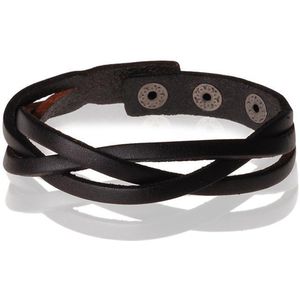 Stone Valley gevlochten leren armband Heren Zwart