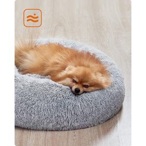 Donut hondenmand, zacht pluche, 60 cm, grijs, ook geschikt voor katten