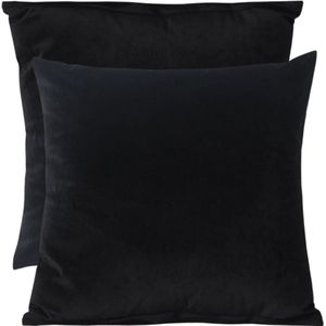 Sierkussenhoes Zwart 45x45 cm Set van 2 - Velvet Fluweel Effen Dit zijn Kleurrijke Woonkamer Kussenshoezen van LiveOnce