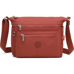 Bagwise® Schoudertas - Crossbody - Dames - 23cm x 27cm - (1238) - Brick (baksteen kleur)
