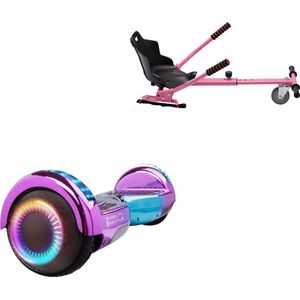 E-Mobility Rentals Hoverboard Met Hoverkart Roze - Regular Infinity - Verlengde Afstand - 6.5'' Wielen - Oxboard - 15kmh - Bluetooth Speakers - LED Verlichting - UL2272 Gecertificeerd - Anti lek banden - Cadeau voor Kinderen, Tieners en Volwassenen