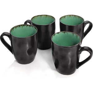 koffiebekers Palm Beach 4-delige bekerset van porselein, inhoud van de beker 350 ml, afgewerkt in geglazuurd aardewerk in vintage-look met craquelé effect