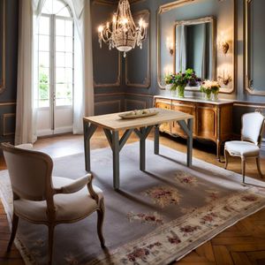 Eiken Uitschuifbare Eettafel – Verlengbaar van 130 tot 405 cm – Luxe Massief Uiterlijk – Goud & Eiken – Modern Design – Robuust Metaal Frame – Geschikt voor 8+ Personen – Stijlvol & Onderhoudsvriendelijk
