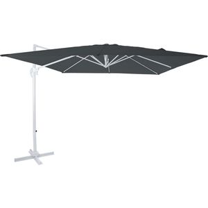 AXI Nima Zweefparasol 300x300 cm Wit/grijs – Gepoedercoat aluminium frame met kruisvoet – 360° Draaibaar - Kantelbaar – UV werend doek