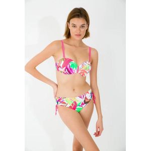 Bikini Dames- Voorgevormde Beugel Bikini set 2 delig- Push up Bikini- Badmode& Strand- Zwempak VC773- Wit meerkleurig details- Maat 46