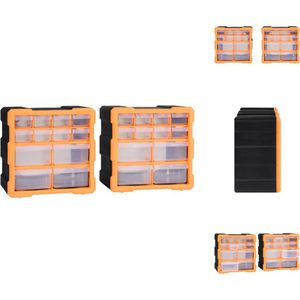vidaXL Gereedschapsorganiser - 24 lades - PP - Oranje/Zwart - 26.5 x 16 x 26 cm - Gereedschapskoffer