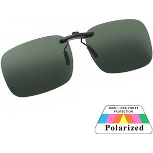 Fako Sunglasses® - Clip On Voorzet Zonnebril - Overzet Clip-on - Polariserend - Polarized - Medium - 135x40mm - Groen