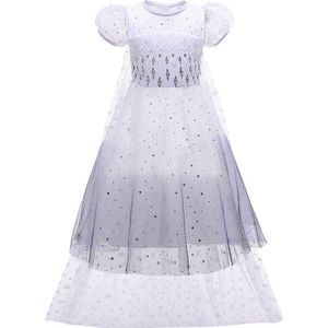 Prinses - Elsa jurk - Sparkle - Prinsessenjurk - Verkleedkleding - Feestjurk - Sprookjesjurk - Maat 134/140 (140) 8/9 jaar