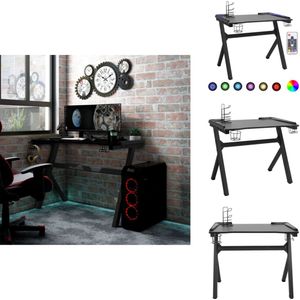 vidaXL Led-gamingbureau - Led-gamingbureaus - Gamingbureau - Gamingbureaus - Gamingbureau met Y-vormige poten LED 90x60x75 cm zwart