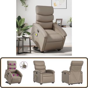 vidaXL Sta-op-massagestoel cappuccino kunstleer Stapstoel - Massageruimte - Ergonomisch Design - Elektrisch Bedieningscomfort - Zitzak