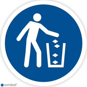 Simbol® - Stickers Afvalbak gebruiken (M030) - Formaat ø 15 cm.