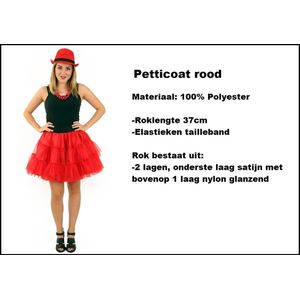 Petticoat 3 Laags rood lengte 37cm - S/M - Festival thema feest fun rock and roll dansen swing