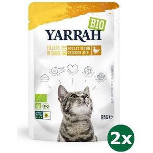 Yarrah cat biologische filets met kip in saus kattenvoer 2x 14x85 gr NL-BIO-01