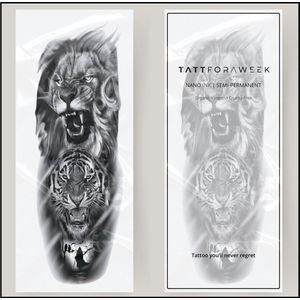 Nep tattoo sleeve leeuw & tijger | Tattoo sleeve voor volwassenen | Blijft 5 dagen zitten | tattforaweek