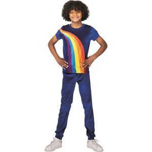 K3 verkleedkleding - verkleedpak regenboog blauw 6/8 jaar - maat 134