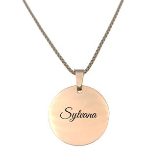 Ketting RVS Met Naam Gravering - Sylvana - Rosegoud - Rond