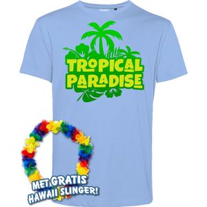T-shirt Tropical Paradise | Toppers in Concert 2024 | Club Tropicana | Hawaii Shirt | Ibiza Kleding | Lichtblauw | maat XL
