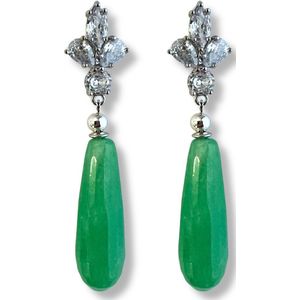 Zatthu Jewelry - N23FW675 Lova oorbellen met groene natuursteen