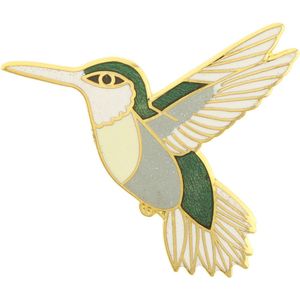 Behave® Broche vogel kolibrie wit groen emaille 4 cm
