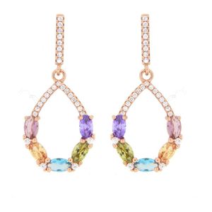 Velini jewels-EA2071AM-Oorbellen -925 Zilver rosé- Gekleurde Cubic Zirkonia