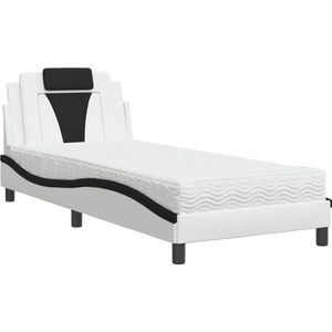 vidaXL-Bed-met-matras-kunstleer-zwart-en-wit-90x200-cm