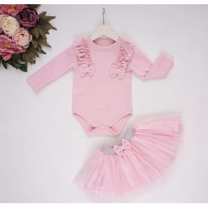Meisjes jurk - 2 stuks - verjaardag - feestkleding - roze set - outfit meisje - Babykleding