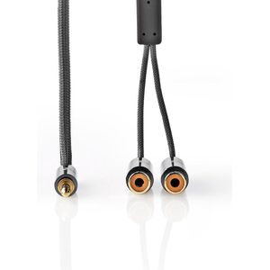 Nedis Stereo-Audiokabel - 3,5 mm Male - 2x RCA Female - Verguld - 0.20 m - Rond - Grijs / Gun Metal Grijs - Cover Window Box