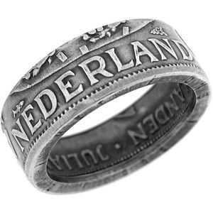 Zilveren Juliana Rijksdaalder Muntring - Maat: NL 21,5 /EU 68 - Unieke ring gemaakt van een originele zilveren rijksdaalder uit de periode 1954/1966