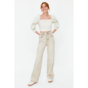 Trendyol Zwarte Cropped Geweven Blouse Met Ballonmouwen En Vierkante Hals Twoss19Xb0036