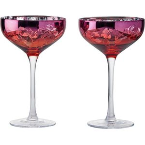Studio Anton Designs London set van champagne glazen uit de collectie Bloom - oranje roze 35 cl -018 cm